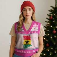Vintage Ghana Map Flag V-Neck Knit Sweater Vest Distressed Proud Ghanaian Heritage African Pride