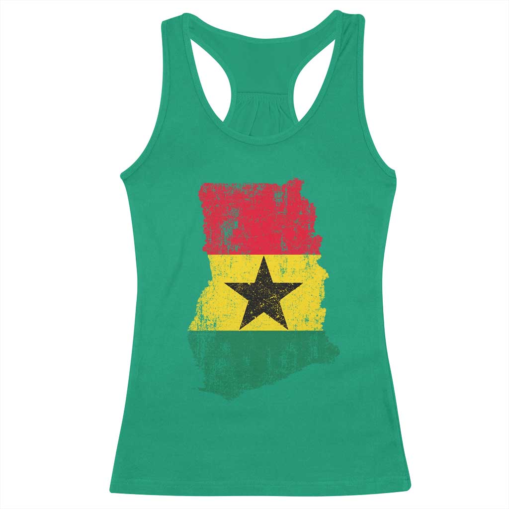 Vintage Ghana Map Flag Racerback Tank Top Distressed Proud Ghanaian Heritage African Pride