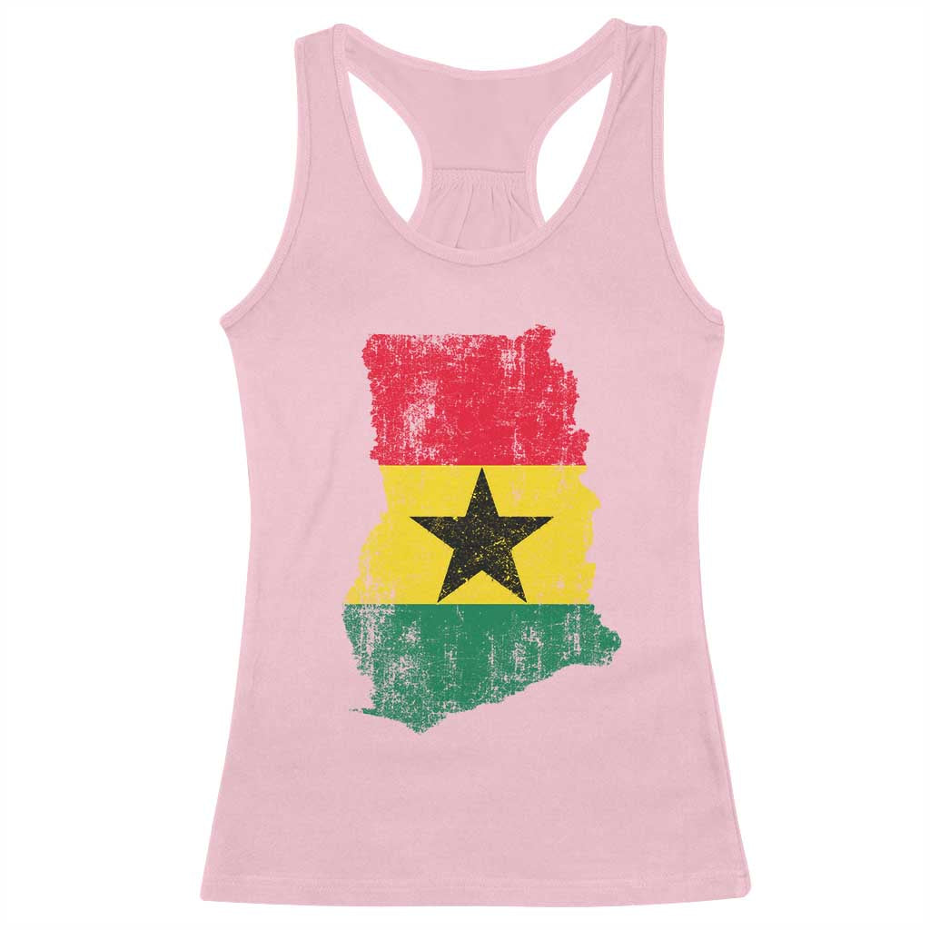 Vintage Ghana Map Flag Racerback Tank Top Distressed Proud Ghanaian Heritage African Pride