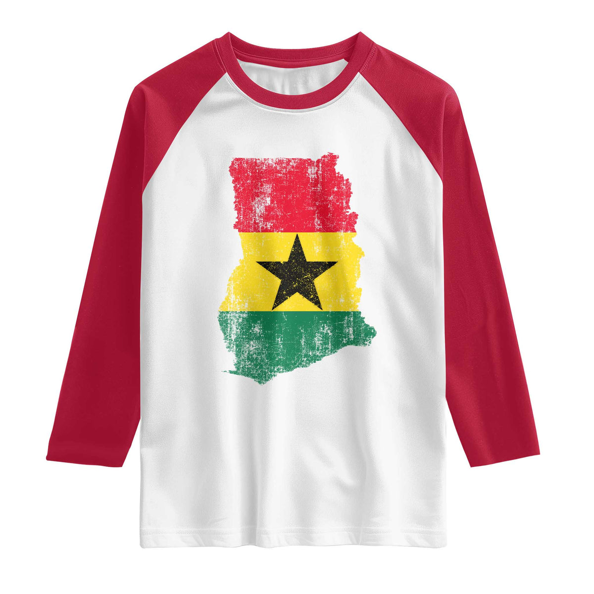 Vintage Ghana Map Flag Raglan Shirt Distressed Proud Ghanaian Heritage African Pride
