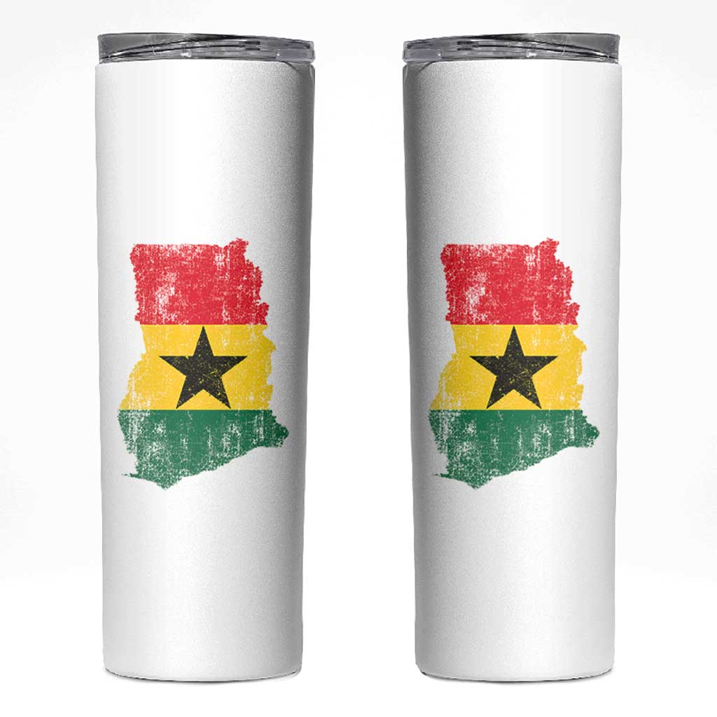 Vintage Ghana Map Flag Skinny Tumbler Distressed Proud Ghanaian Heritage African Pride