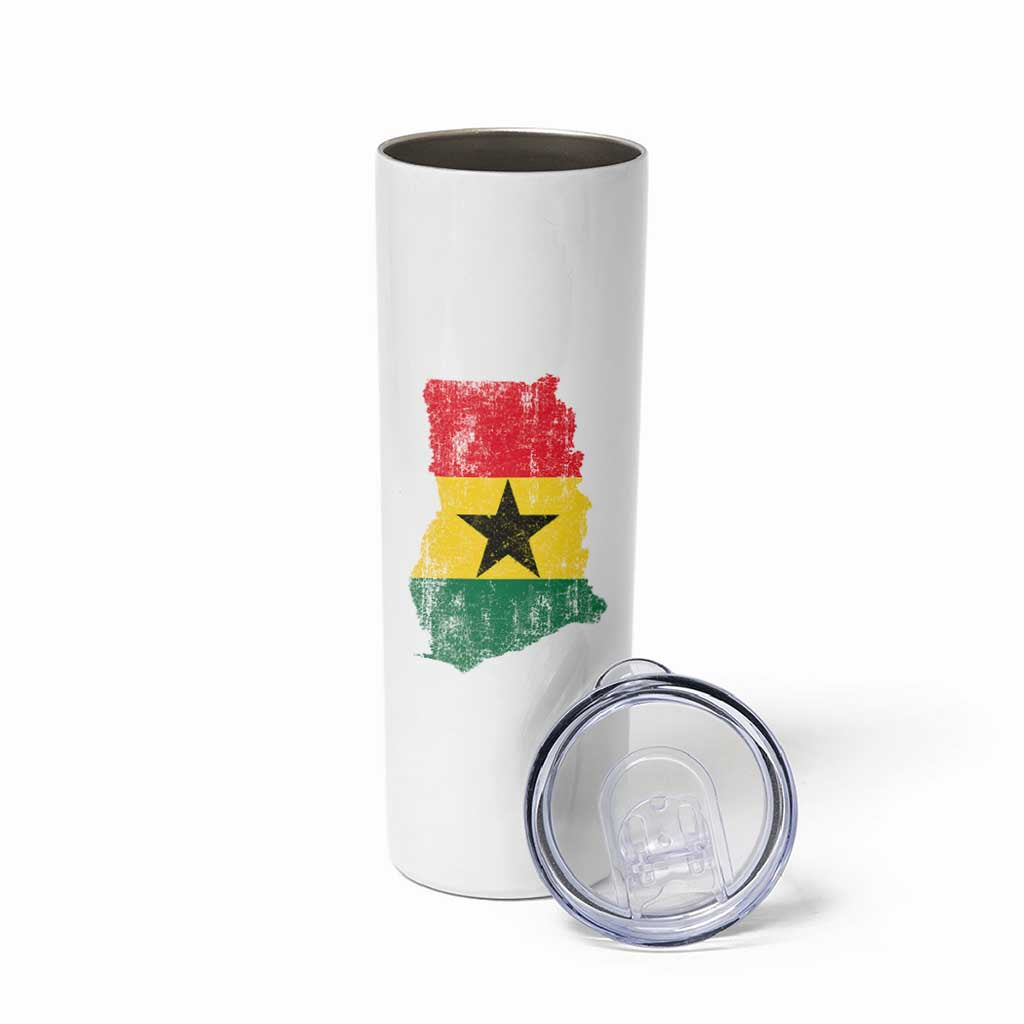 Vintage Ghana Map Flag Skinny Tumbler Distressed Proud Ghanaian Heritage African Pride