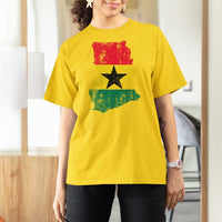 Vintage Ghana Map Flag T Shirt For Women Distressed Proud Ghanaian Heritage African Pride