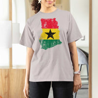 Vintage Ghana Map Flag T Shirt For Women Distressed Proud Ghanaian Heritage African Pride