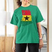 Vintage Ghana Map Flag T Shirt For Women Distressed Proud Ghanaian Heritage African Pride