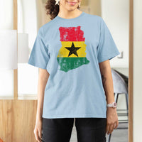 Vintage Ghana Map Flag T Shirt For Women Distressed Proud Ghanaian Heritage African Pride