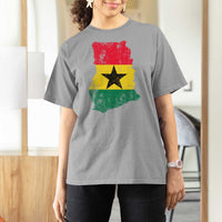 Vintage Ghana Map Flag T Shirt For Women Distressed Proud Ghanaian Heritage African Pride