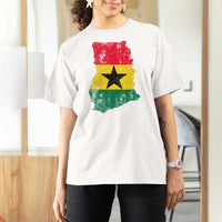 Vintage Ghana Map Flag T Shirt For Women Distressed Proud Ghanaian Heritage African Pride
