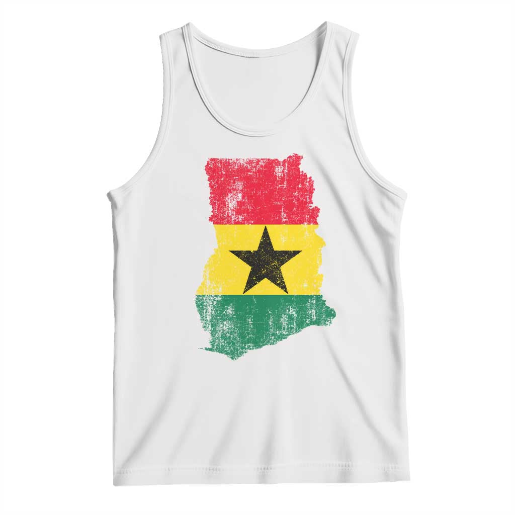 Vintage Ghana Map Flag Tank Top Distressed Proud Ghanaian Heritage African Pride
