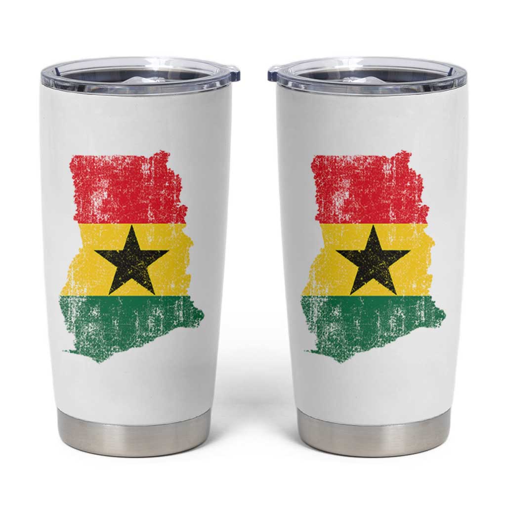 Vintage Ghana Map Flag Tumbler Cup Distressed Proud Ghanaian Heritage African Pride