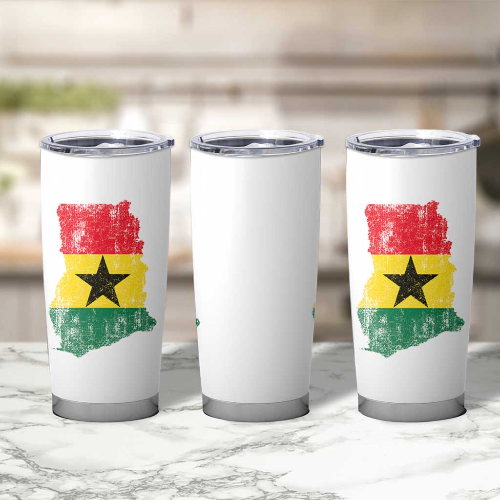 Vintage Ghana Map Flag Tumbler Cup Distressed Proud Ghanaian Heritage African Pride