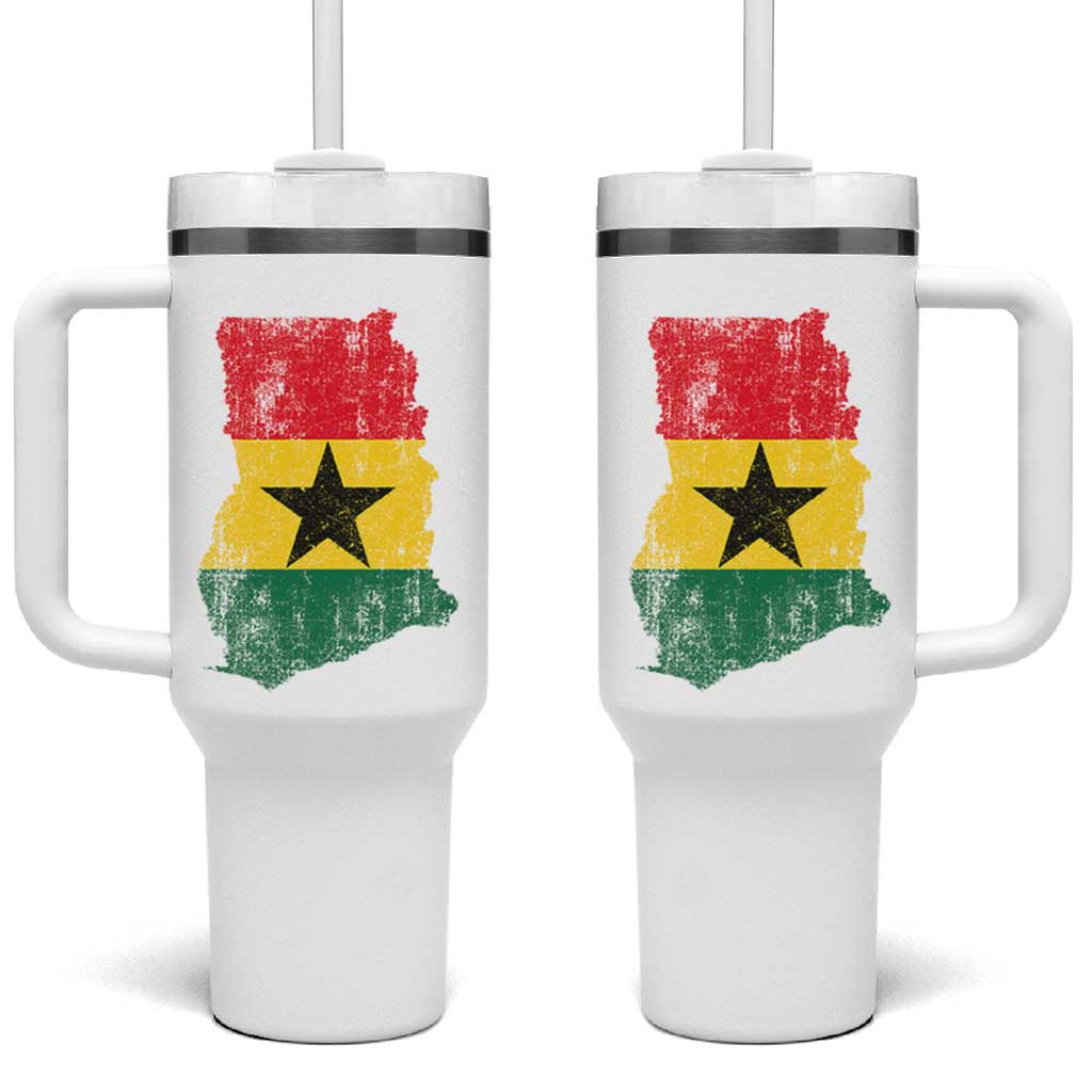 Vintage Ghana Map Flag Tumbler With Handle Distressed Proud Ghanaian Heritage African Pride