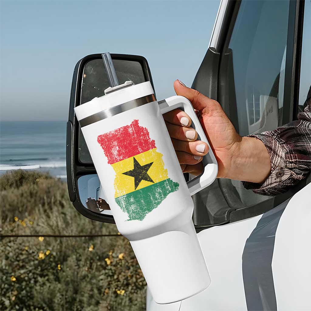 Vintage Ghana Map Flag Tumbler With Handle Distressed Proud Ghanaian Heritage African Pride