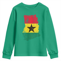 Vintage Ghana Map Flag Youth Sweatshirt Distressed Proud Ghanaian Heritage African Pride