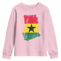 Vintage Ghana Map Flag Youth Sweatshirt Distressed Proud Ghanaian Heritage African Pride