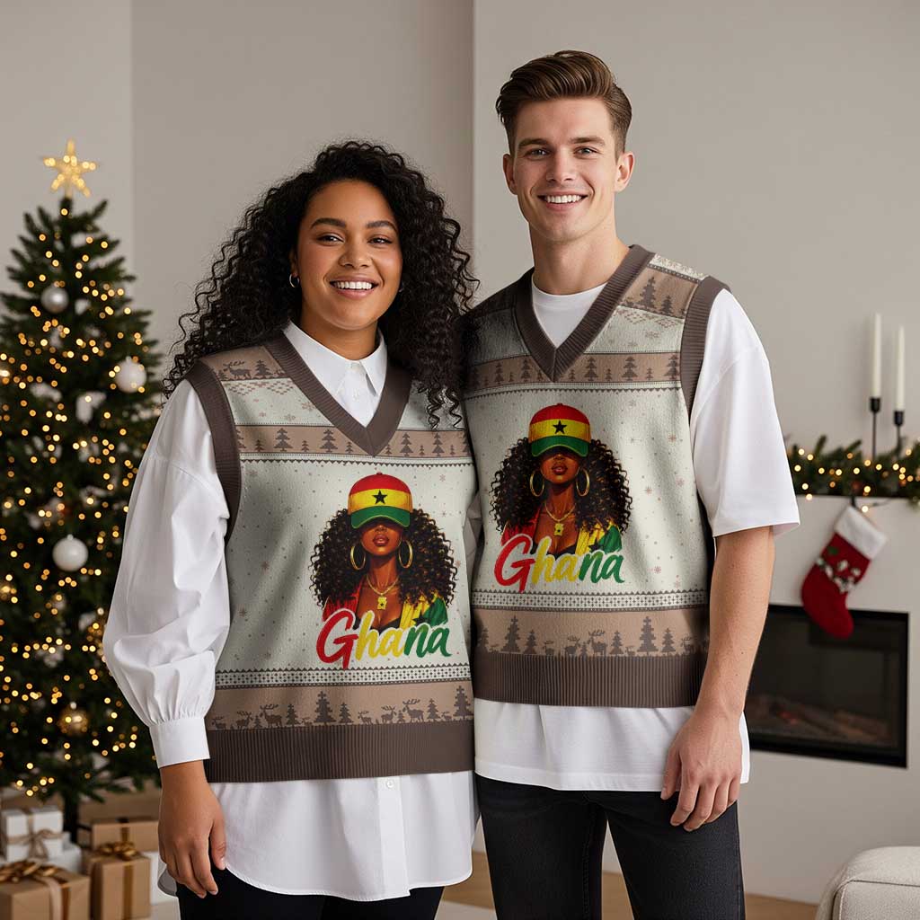 Ghanaian Princess Ghana Flag Melanin V-Neck Knit Sweater Vest Black Girls