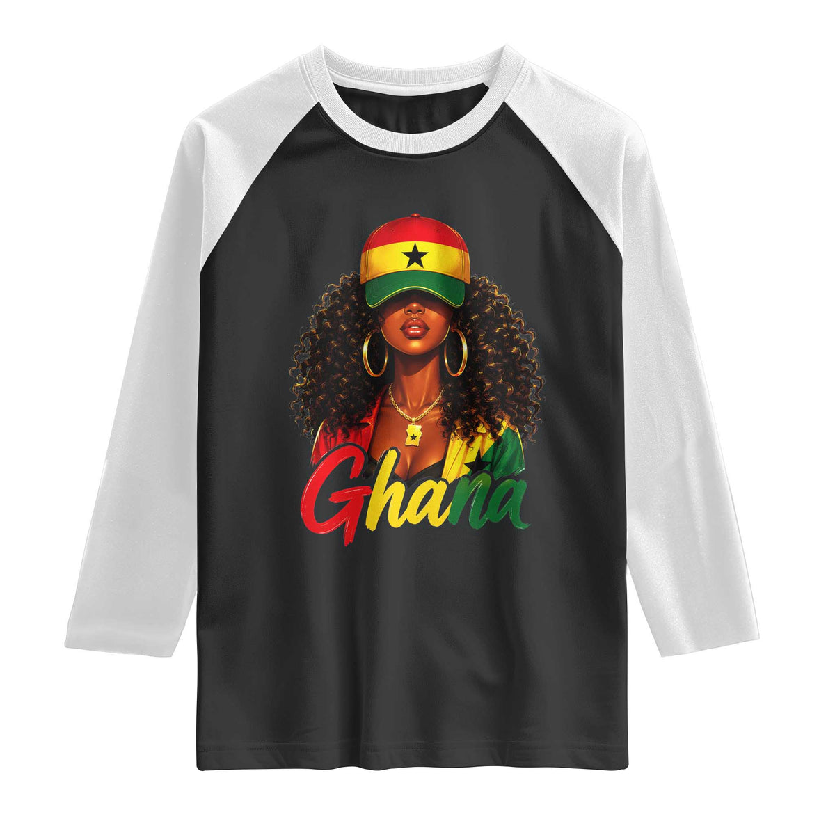 Ghanaian Princess Ghana Flag Melanin Raglan Shirt Black Girls