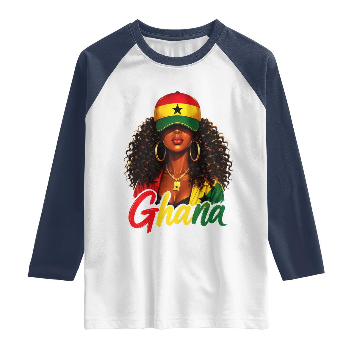 Ghanaian Princess Ghana Flag Melanin Raglan Shirt Black Girls