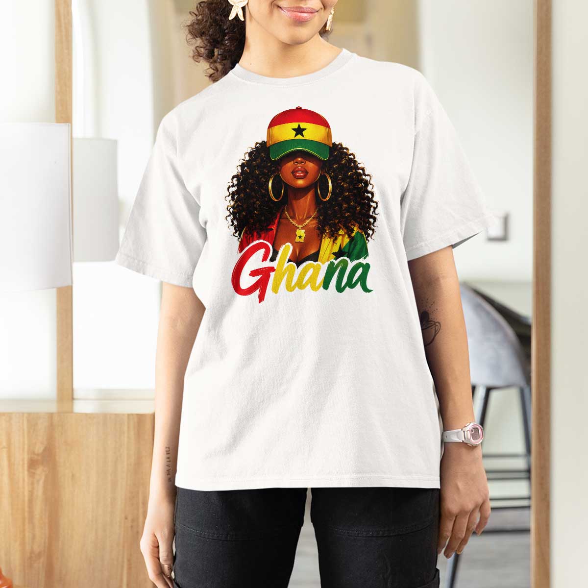 Ghanaian Princess Ghana Flag Melanin T Shirt For Women Black Girls