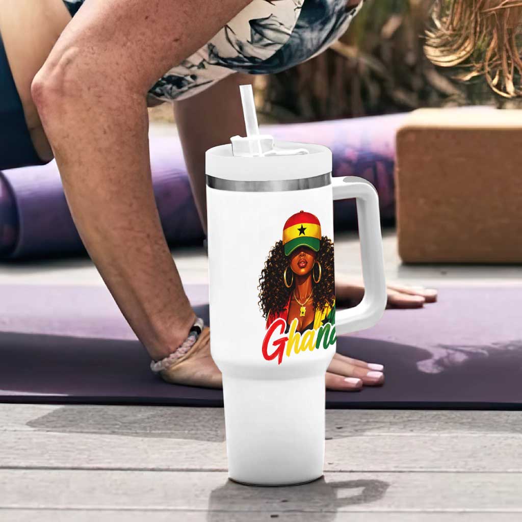 Ghanaian Princess Ghana Flag Melanin Tumbler With Handle Black Girls