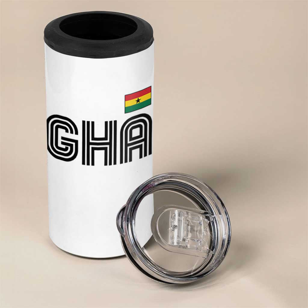 Proud Ghanaian 4 in 1 Can Cooler Tumbler Minimalist Ghana Typography Design Ghana Flag