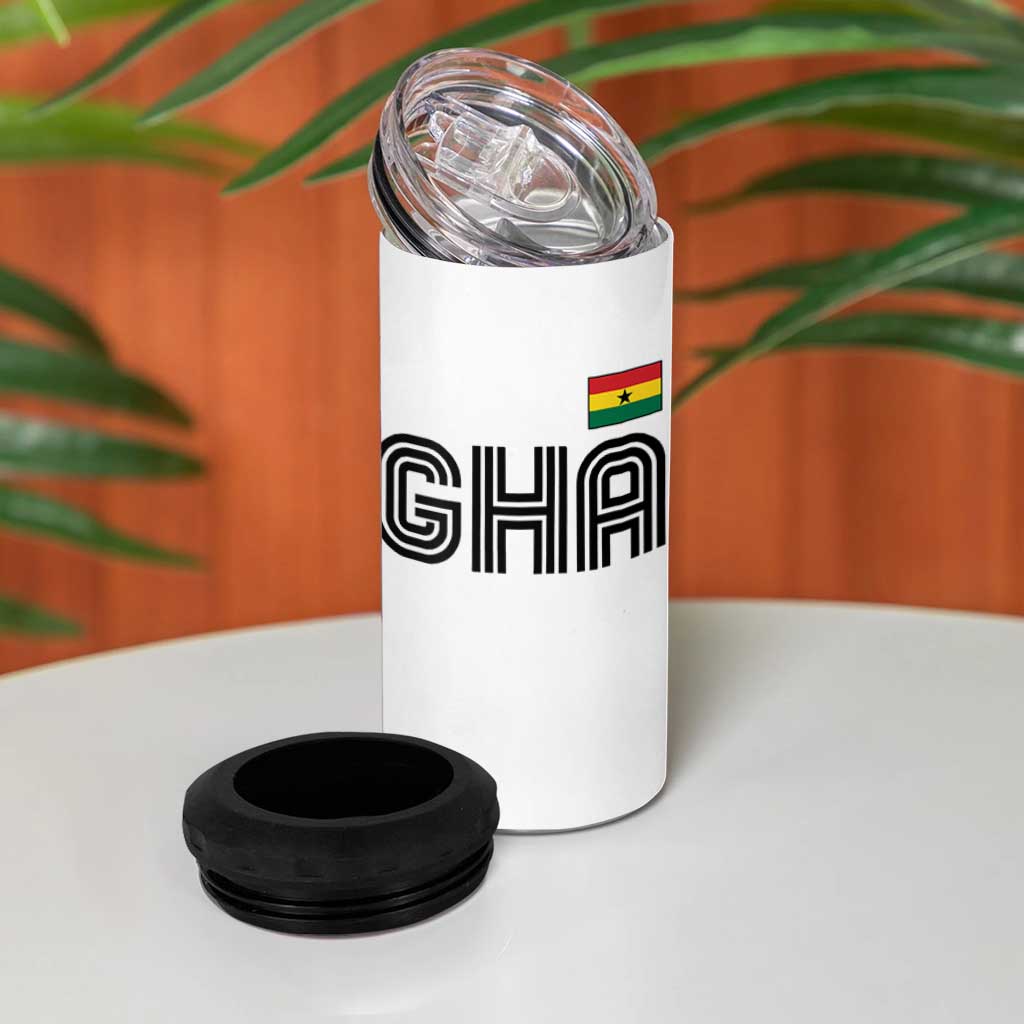 Proud Ghanaian 4 in 1 Can Cooler Tumbler Minimalist Ghana Typography Design Ghana Flag