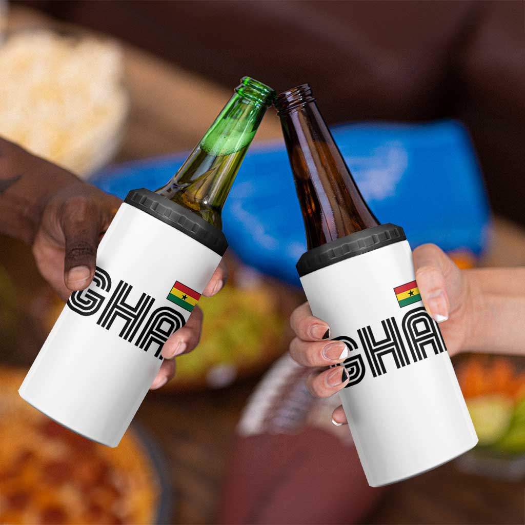 Proud Ghanaian 4 in 1 Can Cooler Tumbler Minimalist Ghana Typography Design Ghana Flag