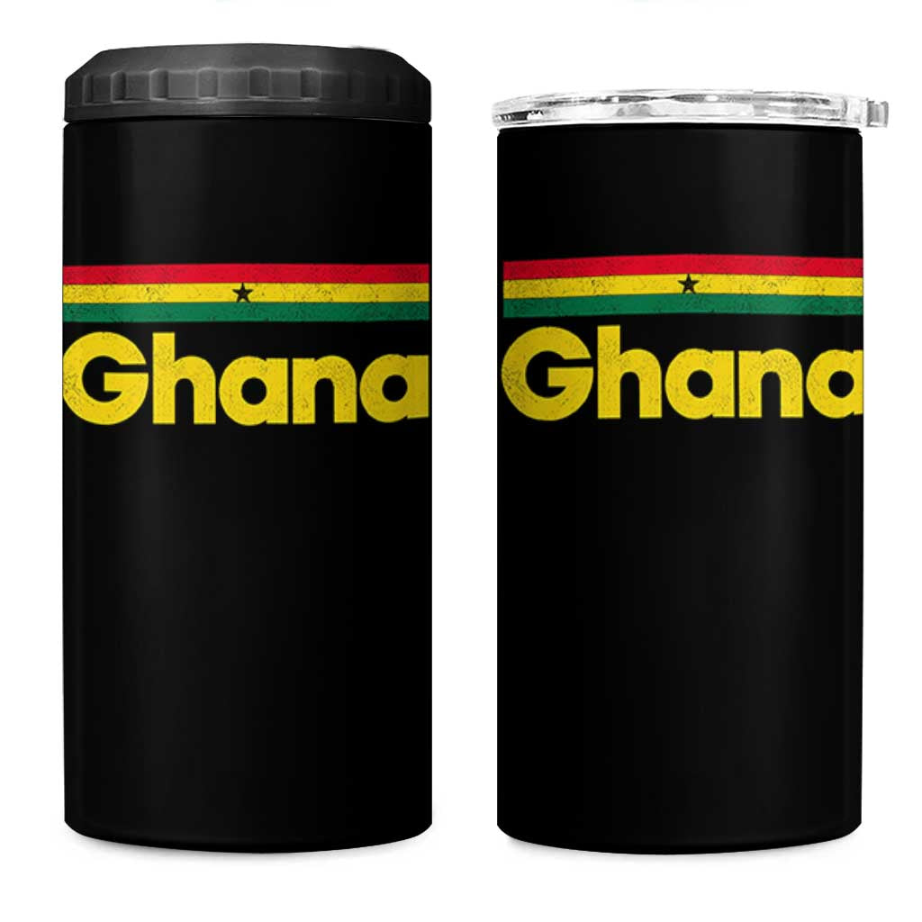 Vintage Ghana Flag 4 in 1 Can Cooler Tumbler Proud Ghanaian Heritage African Pride