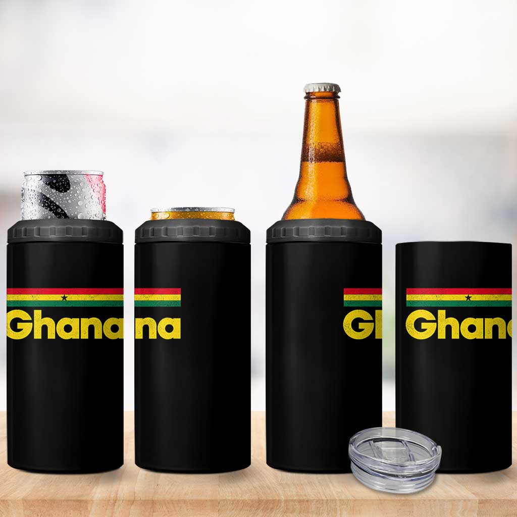 Vintage Ghana Flag 4 in 1 Can Cooler Tumbler Proud Ghanaian Heritage African Pride