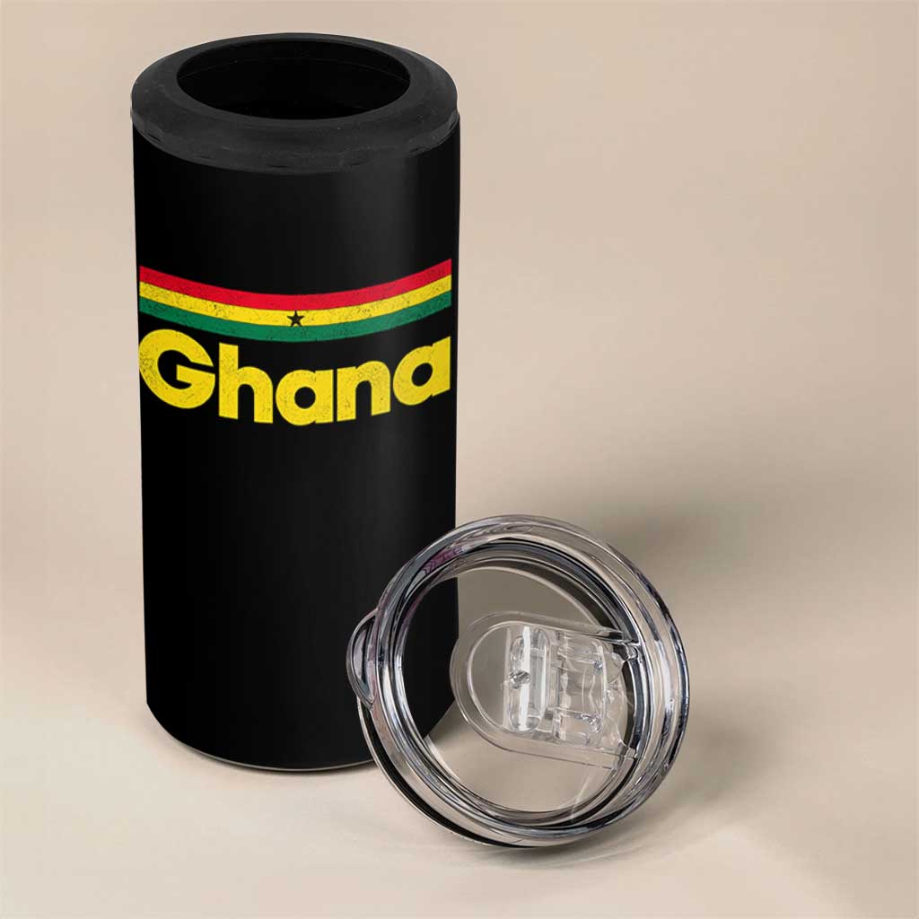 Vintage Ghana Flag 4 in 1 Can Cooler Tumbler Proud Ghanaian Heritage African Pride