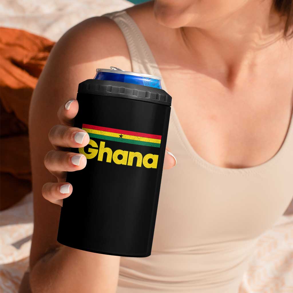 Vintage Ghana Flag 4 in 1 Can Cooler Tumbler Proud Ghanaian Heritage African Pride