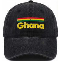 Vintage Ghana Flag Washed Cotton Baseball Cap Proud Ghanaian Heritage African Pride