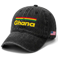Vintage Ghana Flag Washed Cotton Baseball Cap Proud Ghanaian Heritage African Pride