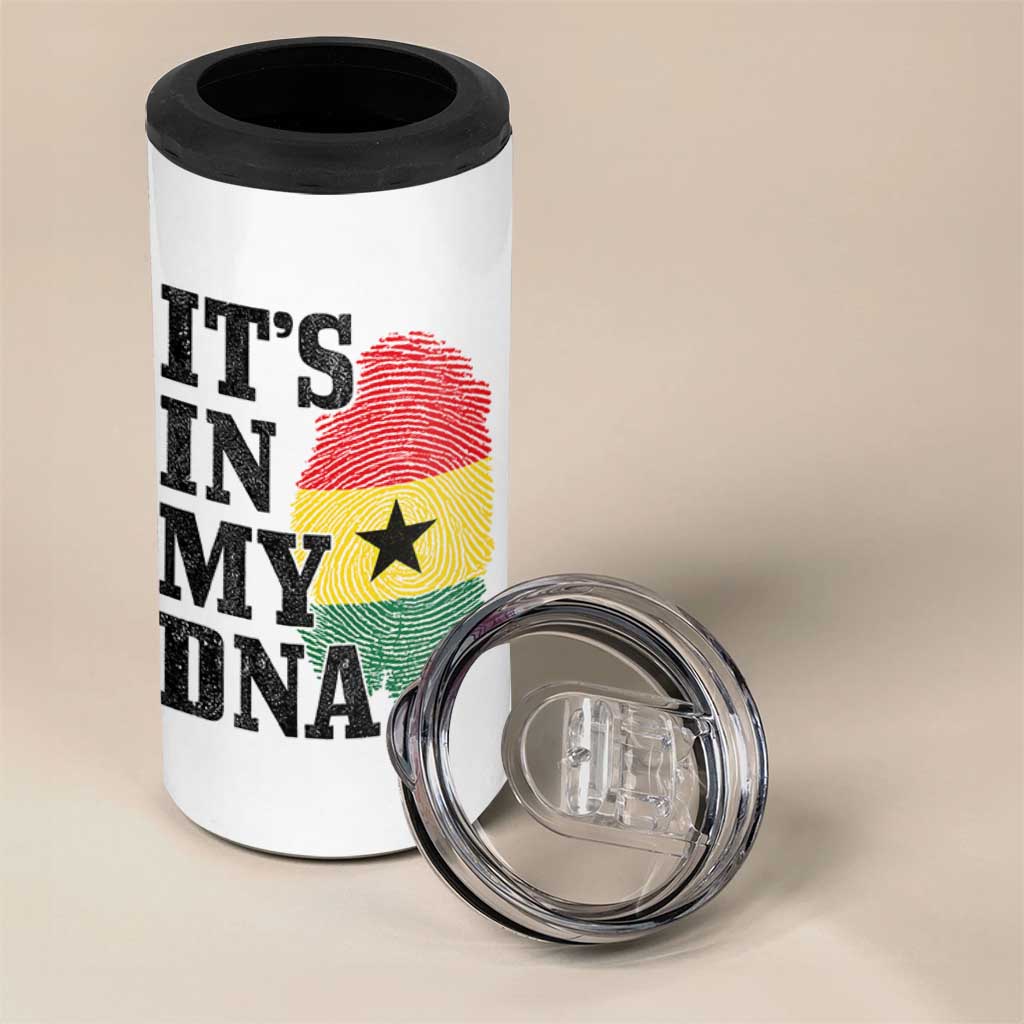 Its In My DNA Ghana 4 in 1 Can Cooler Tumbler Fingerprint Flag Proud Ghanaian Heritage Ghanese Roots