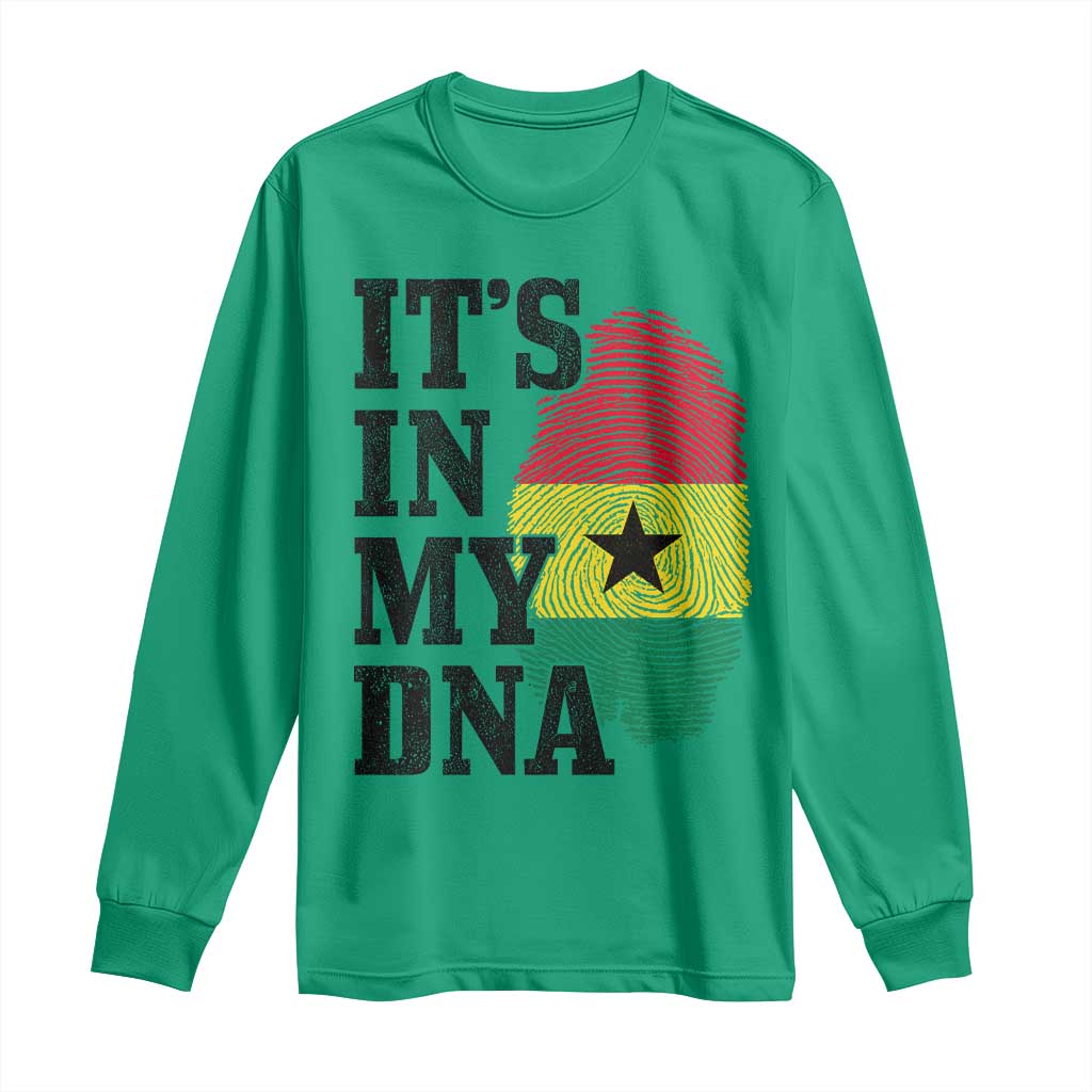 Its In My DNA Ghana Long Sleeve Shirt Fingerprint Flag Proud Ghanaian Heritage Ghanese Roots