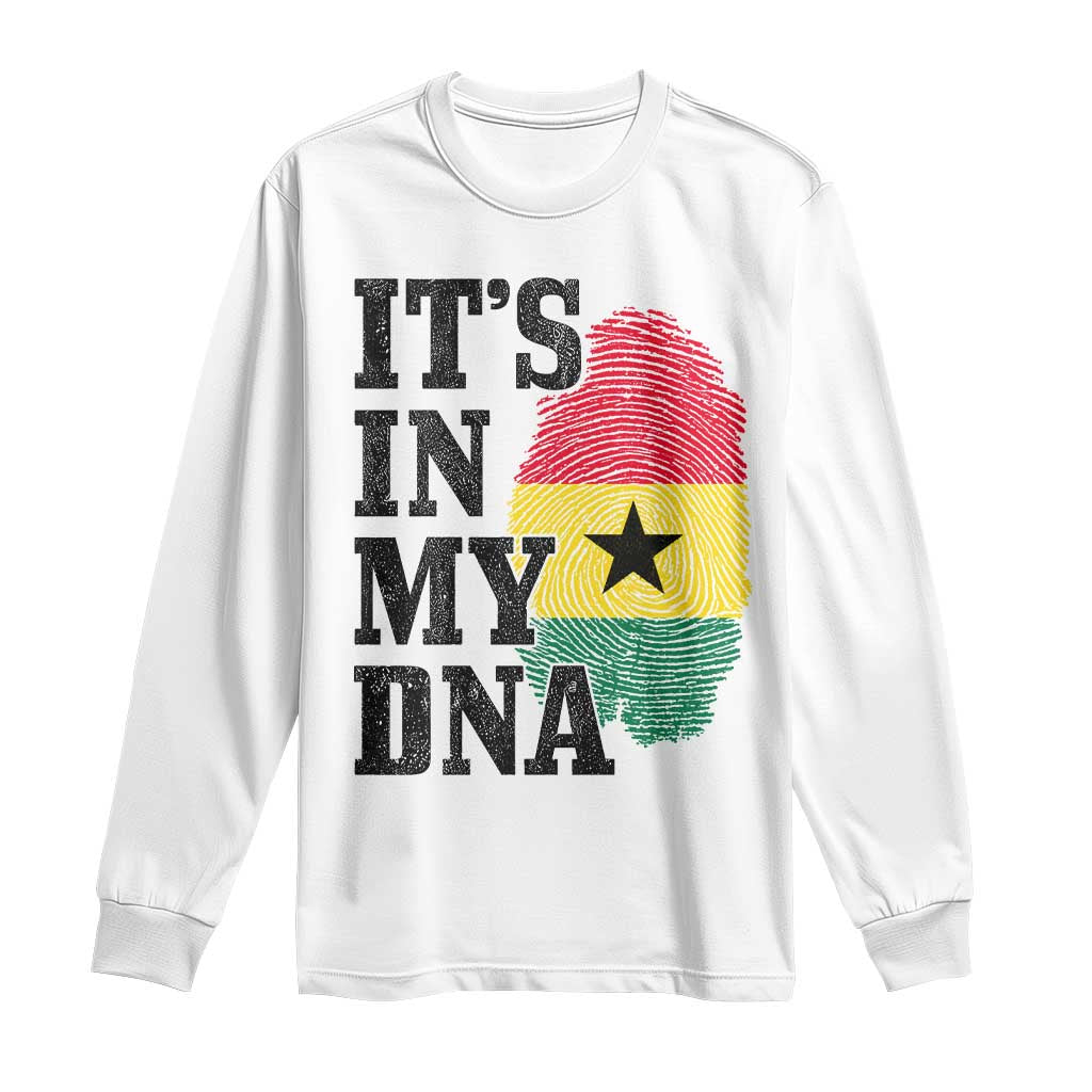 Its In My DNA Ghana Long Sleeve Shirt Fingerprint Flag Proud Ghanaian Heritage Ghanese Roots