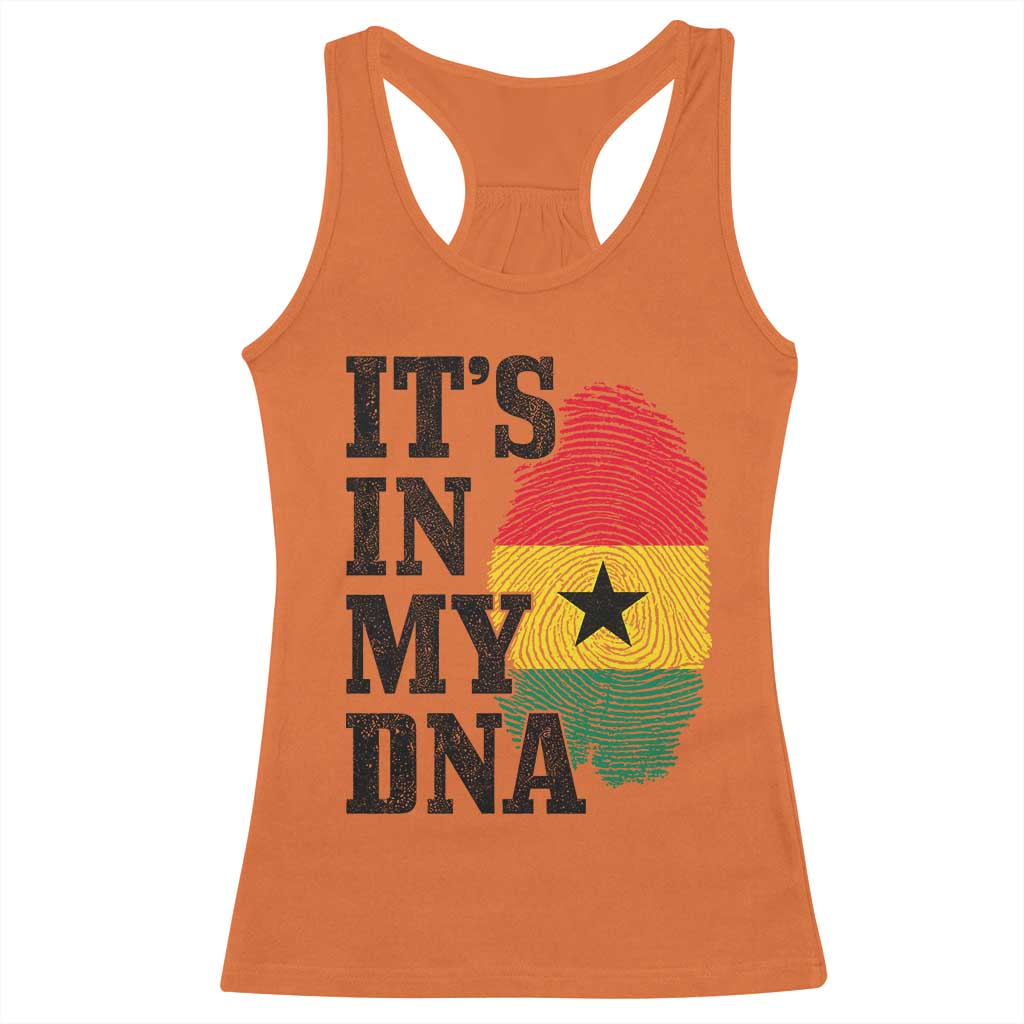Its In My DNA Ghana Racerback Tank Top Fingerprint Flag Proud Ghanaian Heritage Ghanese Roots