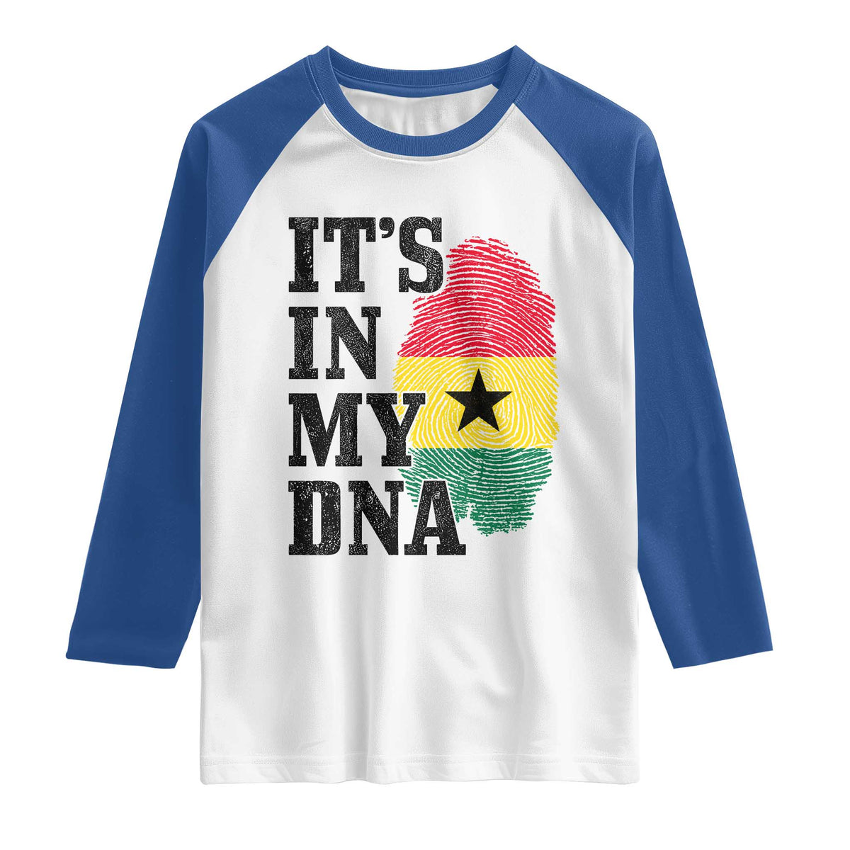 Its In My DNA Ghana Raglan Shirt Fingerprint Flag Proud Ghanaian Heritage Ghanese Roots