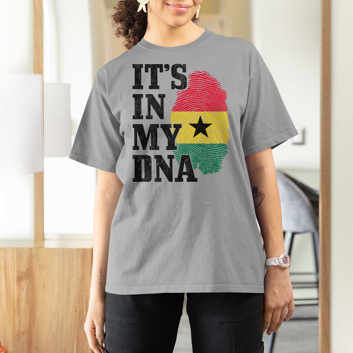 Its In My DNA Ghana T Shirt For Women Fingerprint Flag Proud Ghanaian Heritage Ghanese Roots