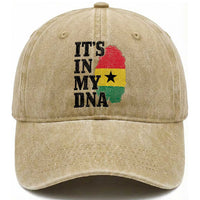 Its In My DNA Ghana Washed Cotton Baseball Cap Fingerprint Flag Proud Ghanaian Heritage Ghanese Roots