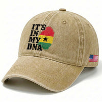 Its In My DNA Ghana Washed Cotton Baseball Cap Fingerprint Flag Proud Ghanaian Heritage Ghanese Roots