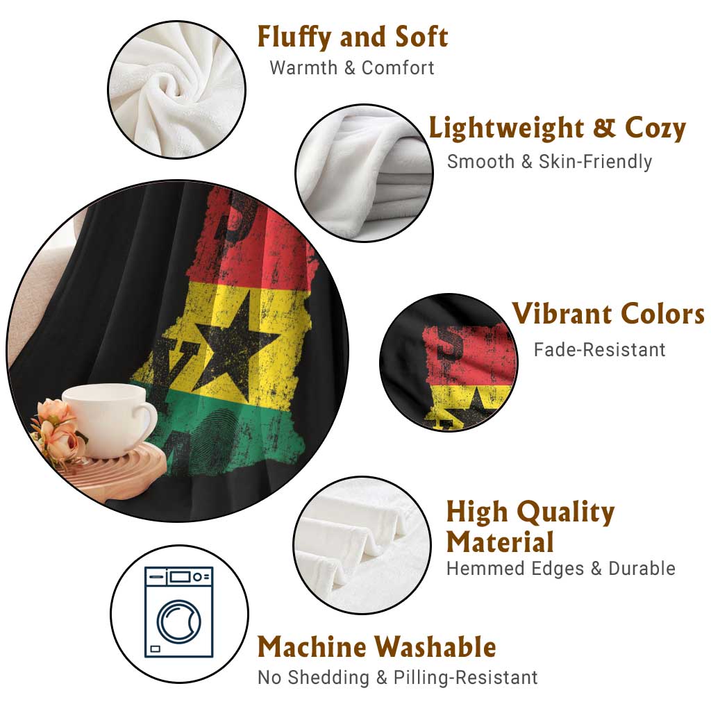 Its In My DNA Ghana Throw Blanket Proud Ghanaian Heritage Ghanese Roots Vintage Ghana Map Flag
