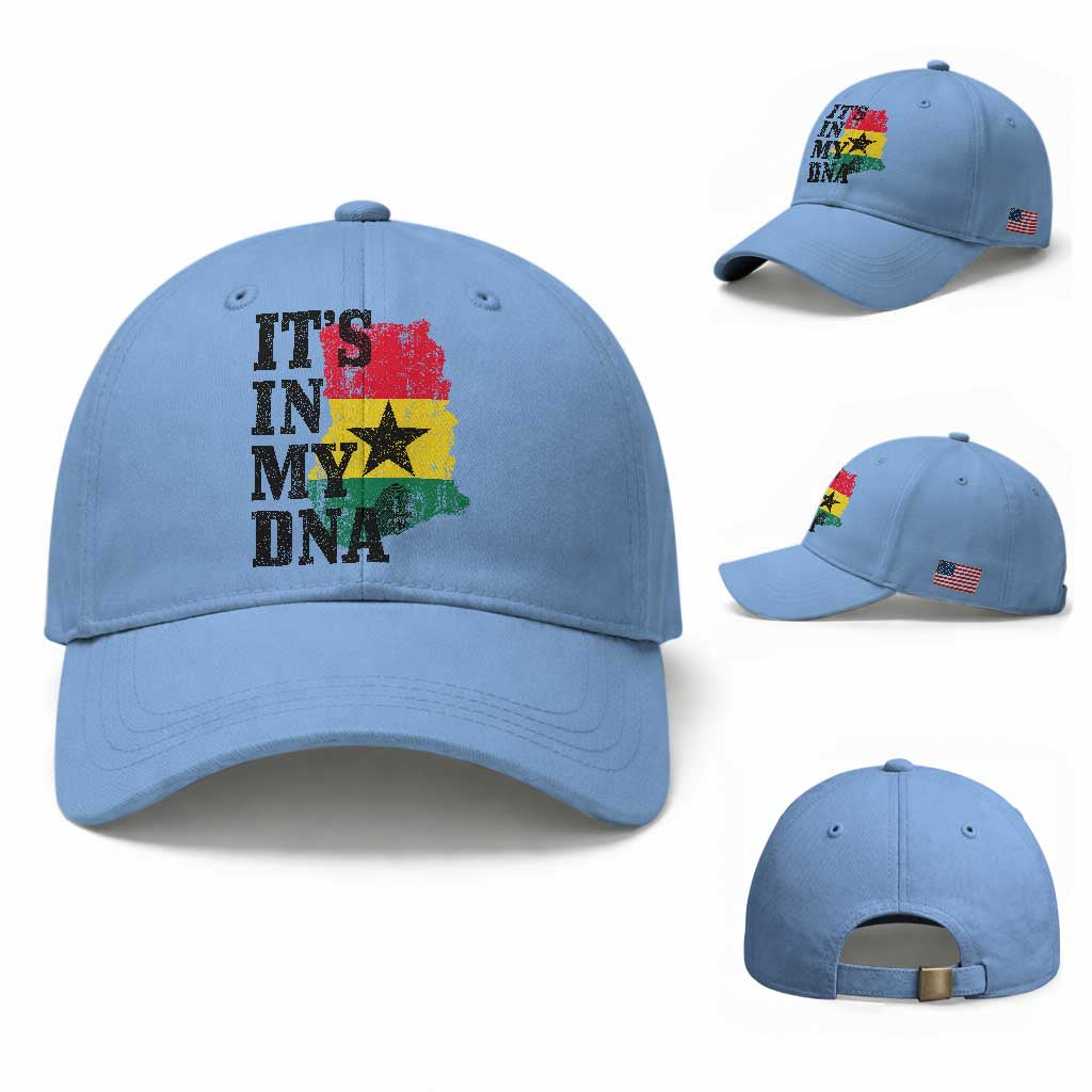 Its In My DNA Ghana Baseball Cap Proud Ghanaian Heritage Ghanese Roots Vintage Ghana Map Flag