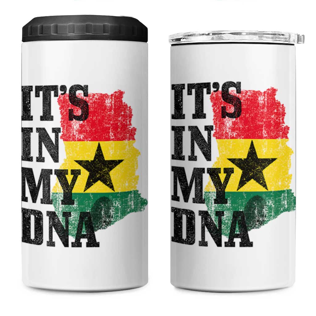 Its In My DNA Ghana 4 in 1 Can Cooler Tumbler Proud Ghanaian Heritage Ghanese Roots Vintage Ghana Map Flag