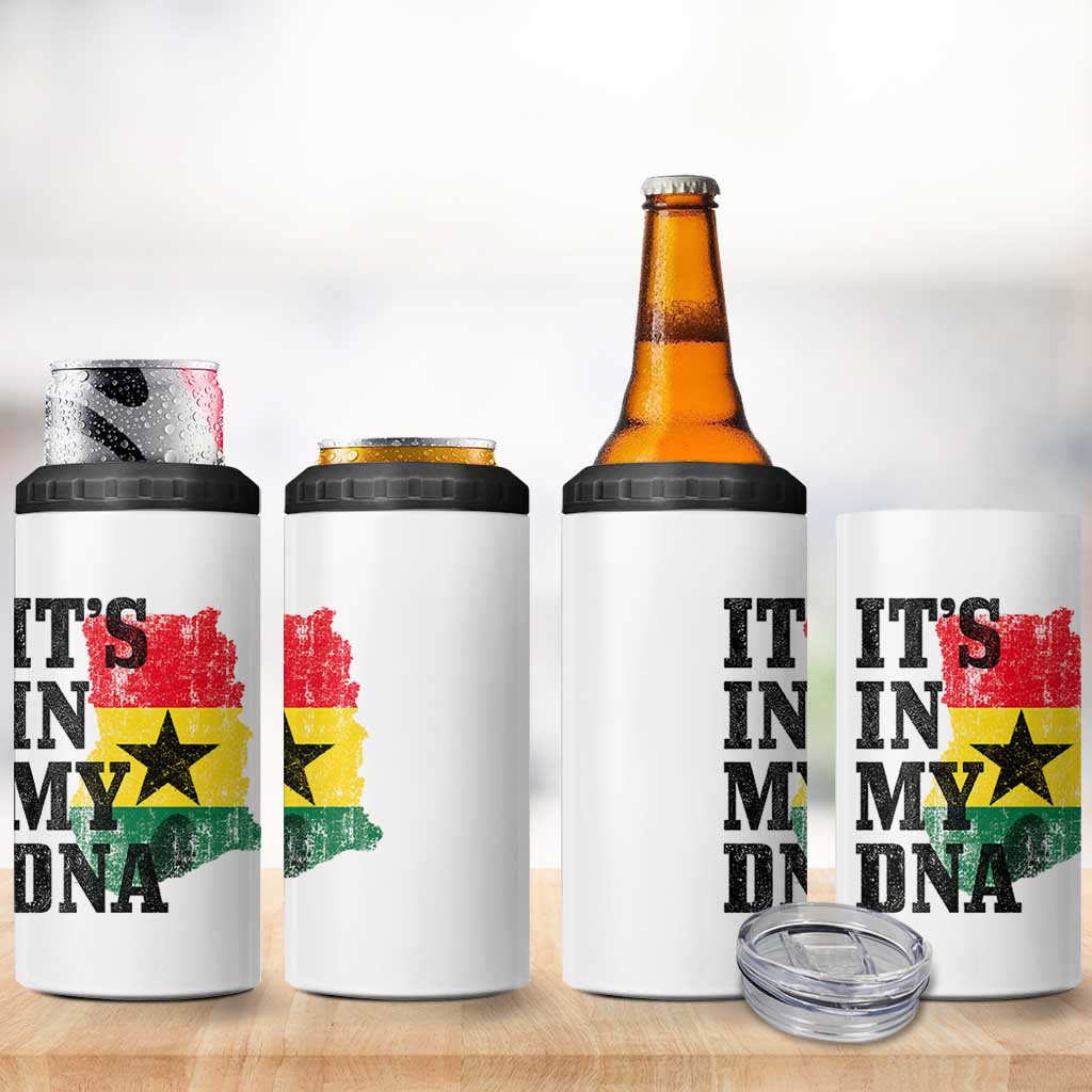 Its In My DNA Ghana 4 in 1 Can Cooler Tumbler Proud Ghanaian Heritage Ghanese Roots Vintage Ghana Map Flag