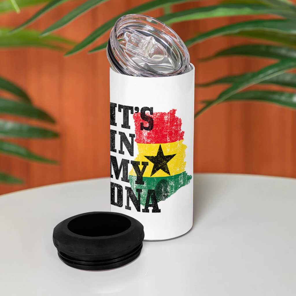 Its In My DNA Ghana 4 in 1 Can Cooler Tumbler Proud Ghanaian Heritage Ghanese Roots Vintage Ghana Map Flag