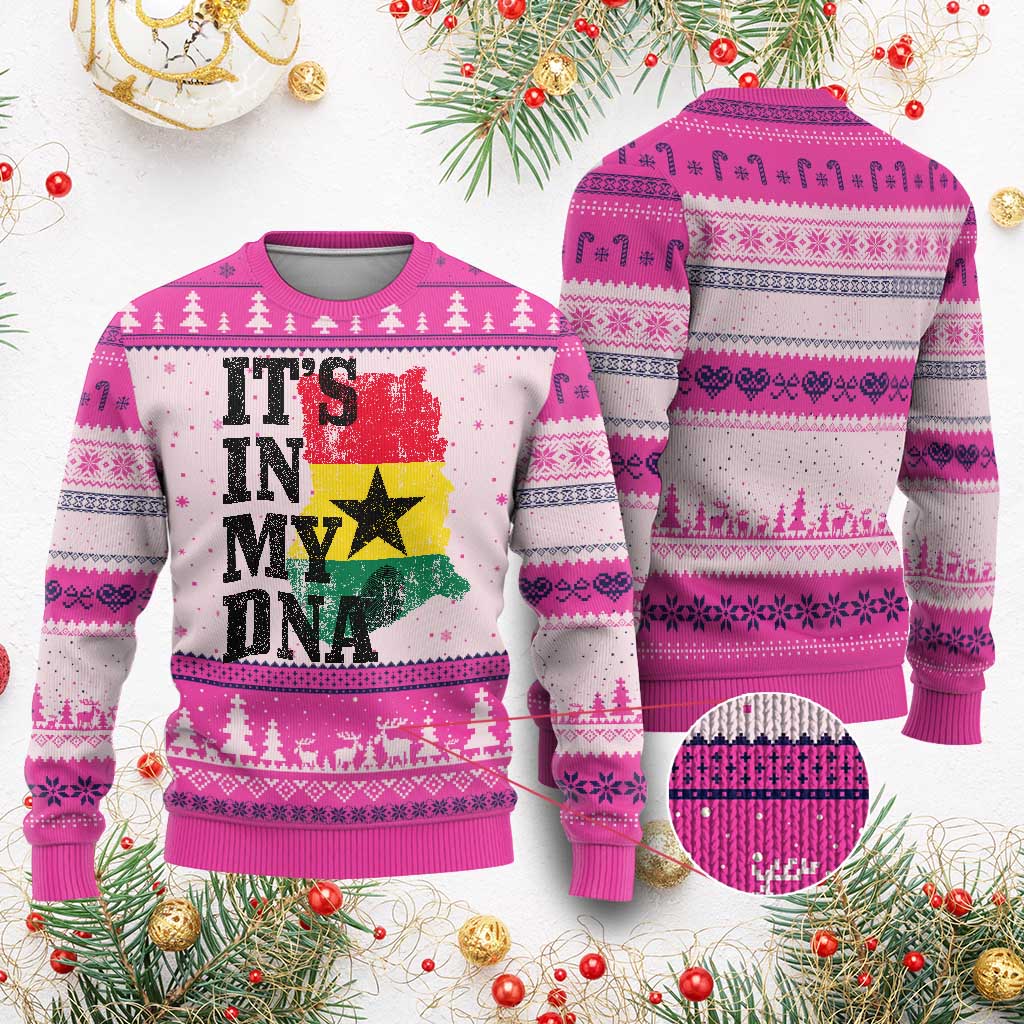 Its In My DNA Ghana Ugly Christmas Sweater Proud Ghanaian Heritage Ghanese Roots Vintage Ghana Map Flag