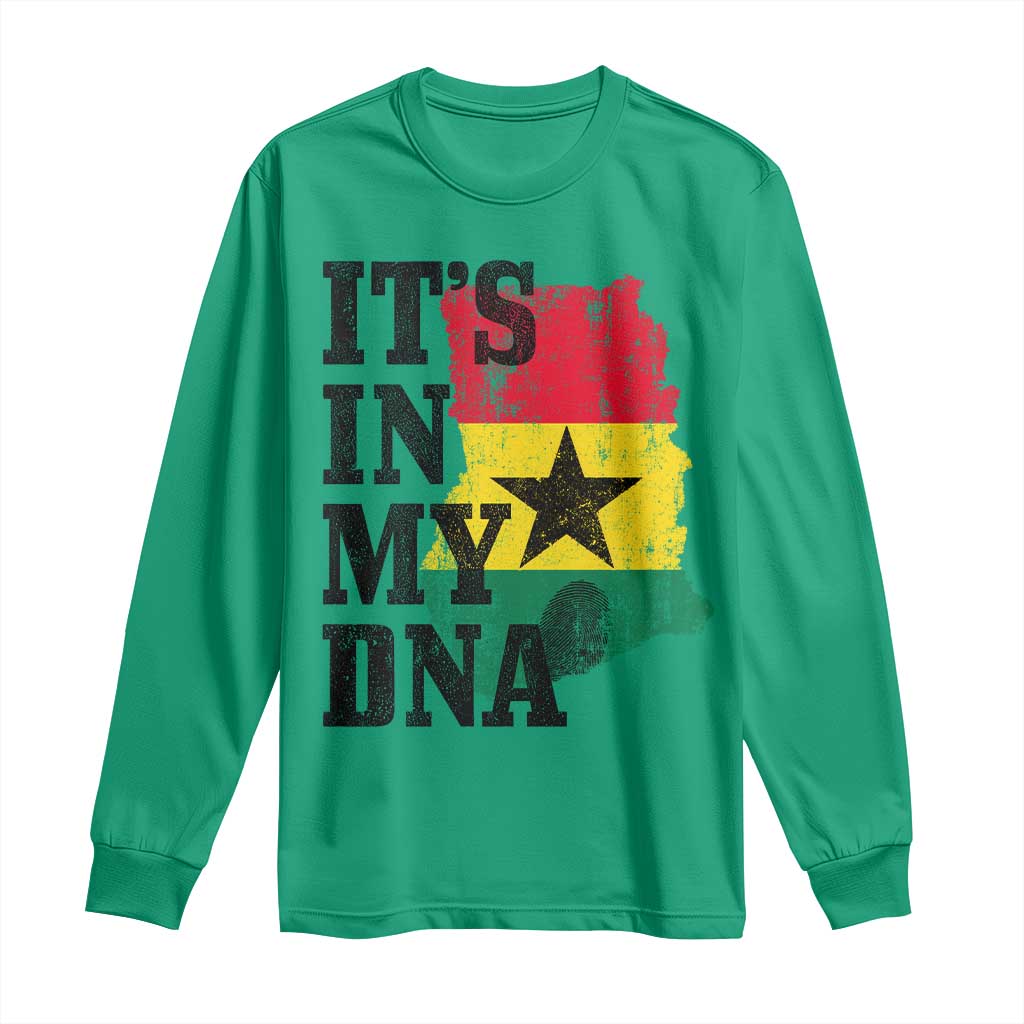 Its In My DNA Ghana Long Sleeve Shirt Proud Ghanaian Heritage Ghanese Roots Vintage Ghana Map Flag