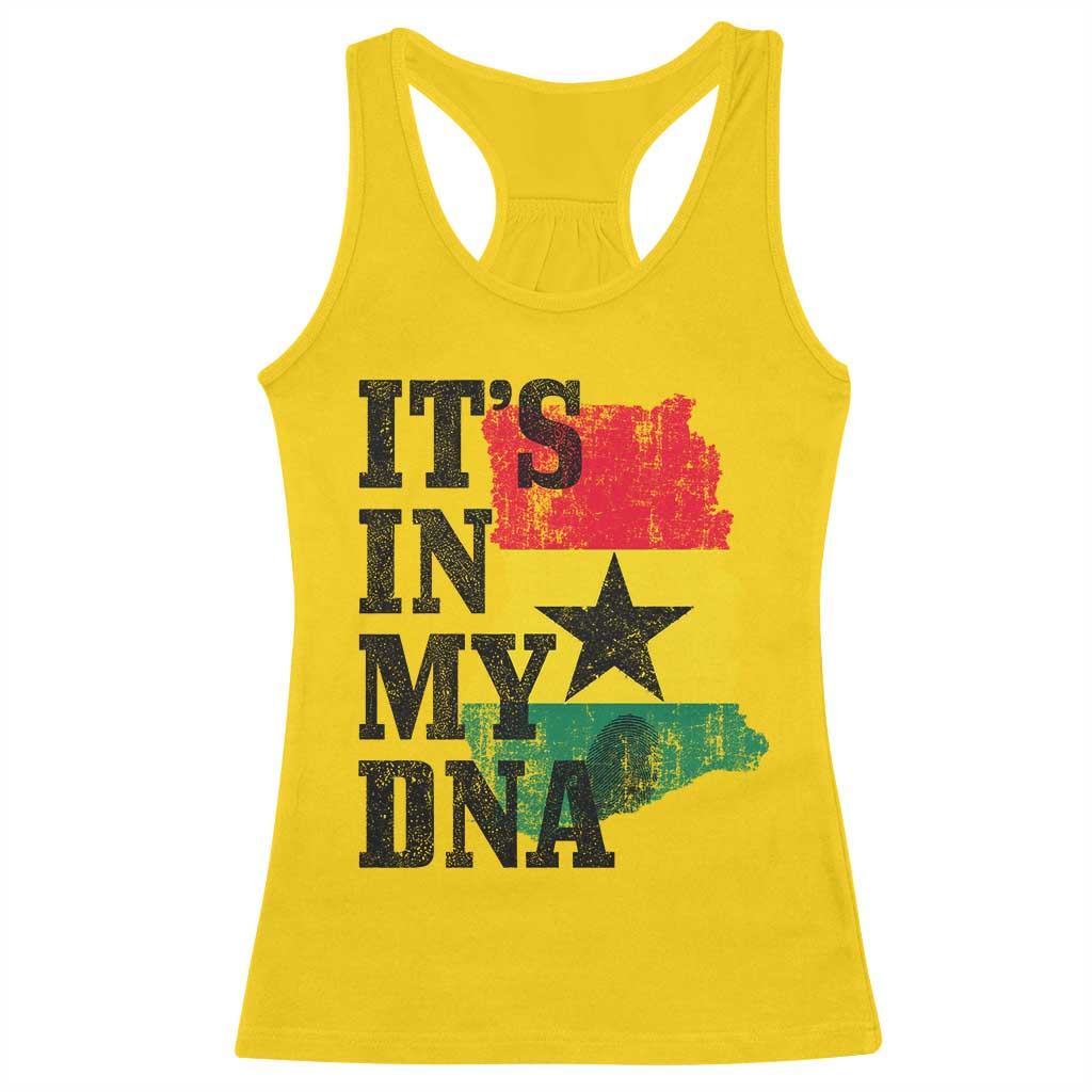 Its In My DNA Ghana Racerback Tank Top Proud Ghanaian Heritage Ghanese Roots Vintage Ghana Map Flag