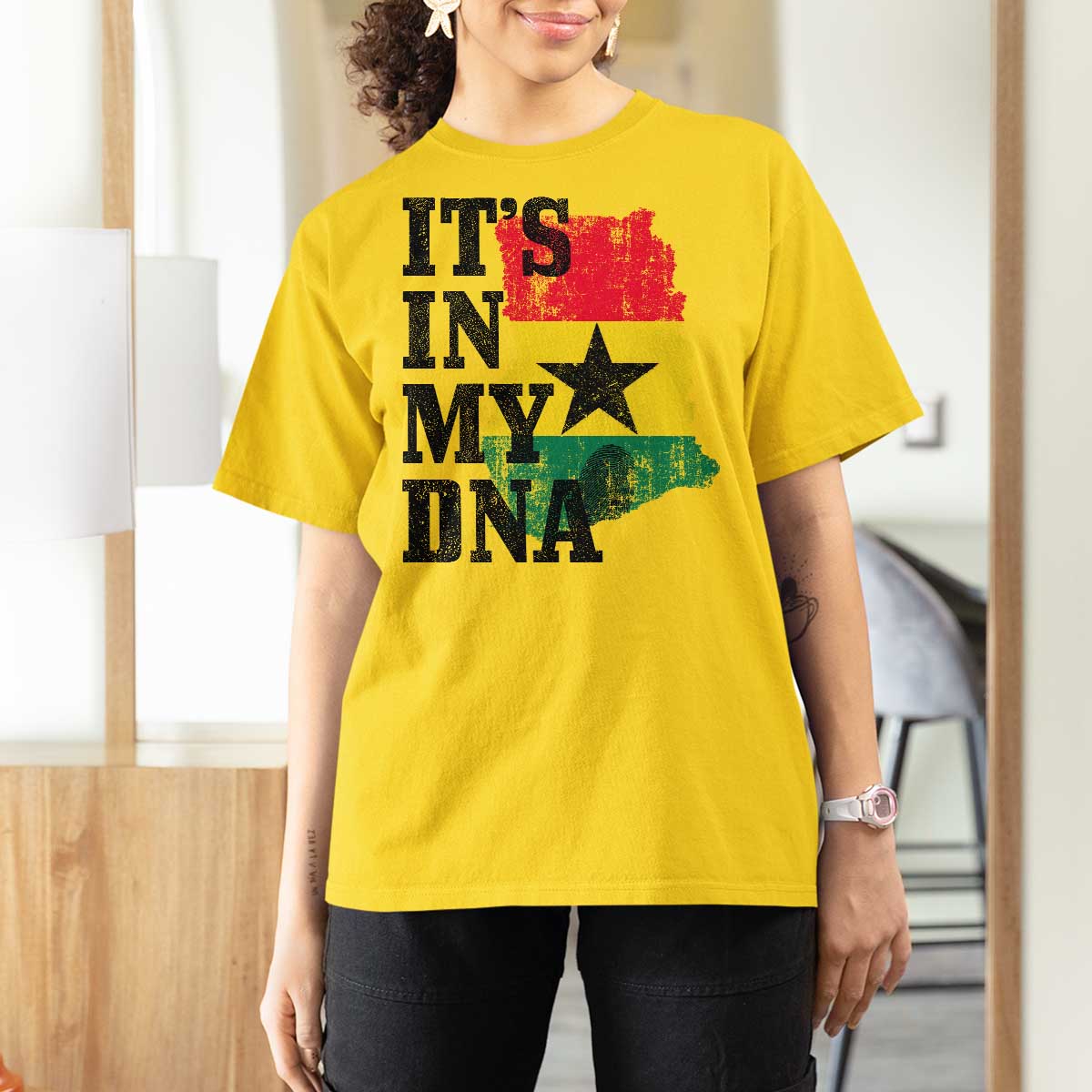 Its In My DNA Ghana T Shirt For Women Proud Ghanaian Heritage Ghanese Roots Vintage Ghana Map Flag